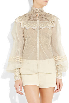 Silk-tulle Blouse with Ornate Therese - front