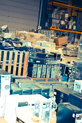 The Computers 4 Africa warehouse is stuffed full of computers waiting to be processed.