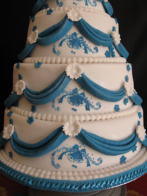 Fourtier Wedding Cake Turquoise Blue Drapes