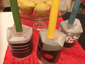 Enjoy a delicious dinner before going to see the new Star Wars movie while enjoying a fun Star Wars dinner party with your family and friends.  With these great party food ideas, party decorations, and awesome Light saber candlesticks, you will be on the winning side no matter what happens on screen.