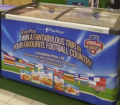 FairPrice and Pacific West are going with FOODball Fever and a prize of a trip to "your favourite football country".