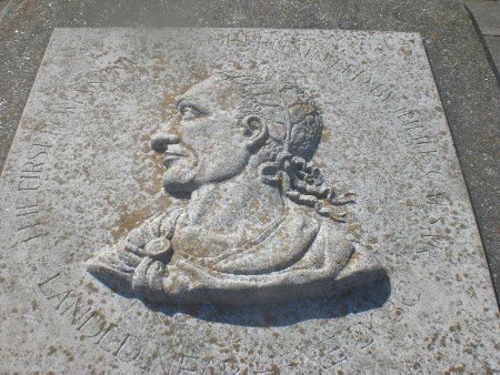 Julius Caesar Plaque on Walmer Beach, where he first landed in Britain with his soldiers