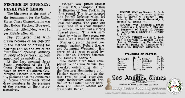 Bobby Fischer Participating in 1959-1960 United States Championship Title Tournament