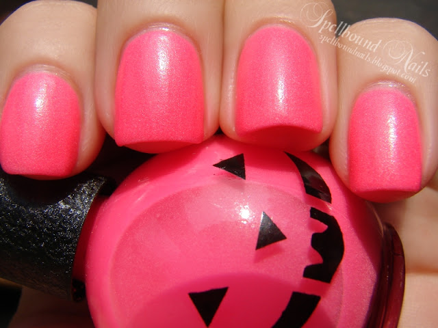 nails nailart nail art mani manicure Spellbound neon pink glow in the dark Pumpkin Halloween October color swatch