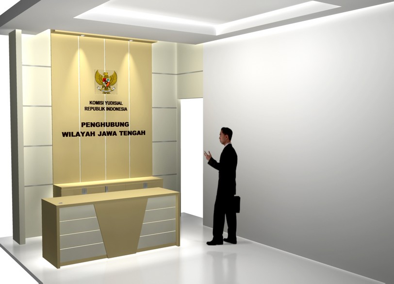  Meja  Customer Service  Partisi Background Kantor dan Huruf 