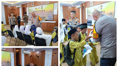 Sambut HUT Bhayangkara Ke-78, Polres Serang Berikan Beasiswa dan Bantuan Sosial Kepada Pelajar Berprestasi