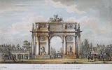 Gates of Narva in St Petersburg. Main Facade with Stands by Giacomo Quarenghi - Architecture drawing from Hermitage Museum