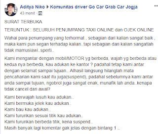 Surat Terbuka dari Driver Ojek Online Buat Customer