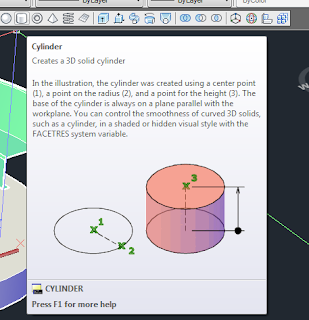 Latihan autocad 3d - perintah cylinder