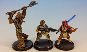 Gaarkhan, Fenn and Diala, Fantasy Flight Games (2014, sculpted by Benjamin Maillet, painted by M. Sullivan)