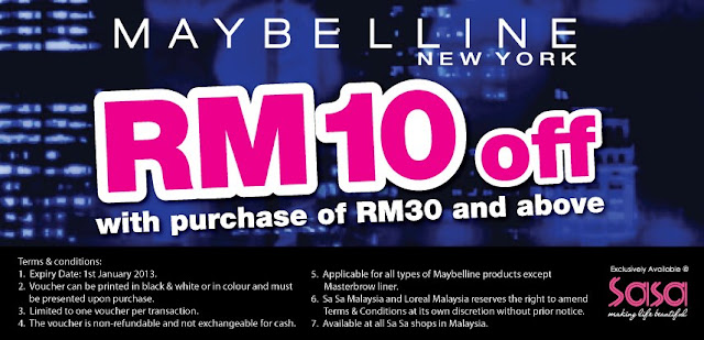 Maybelline Cosmetics Malaysia: FREE RM10 Discount Voucher