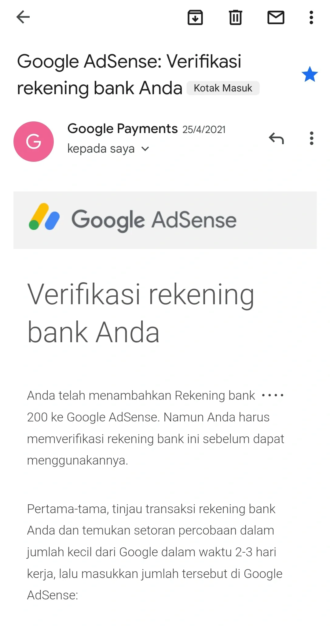 Verifikasi rekening bank