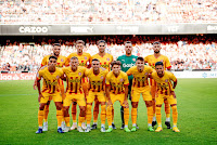 GIRONA F. C. Temporada 2022-23. David López, Santi Bueno, Juanpe, Juan Carlos, Taty Castellanos. Ramón Terrats, Samu Sáiz, Aleix García, Rodrigo Riquelme, Valery, Yan Couto. VALENCIA C. F. 1 GIRONA F. C. 0 Domingo 14/08/2022, 19:30 horas. Campeonato de Liga de 1ª División, jornada 1. Valencia, estadio de Mestalla: 39.359 espectadores. GOLES: 1-0: 45+1’, Carlos Soler, de penalti.