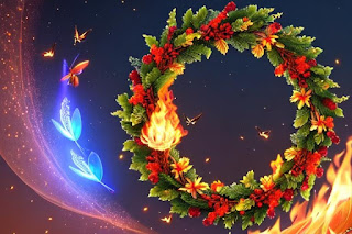 A wreath and a fireflies