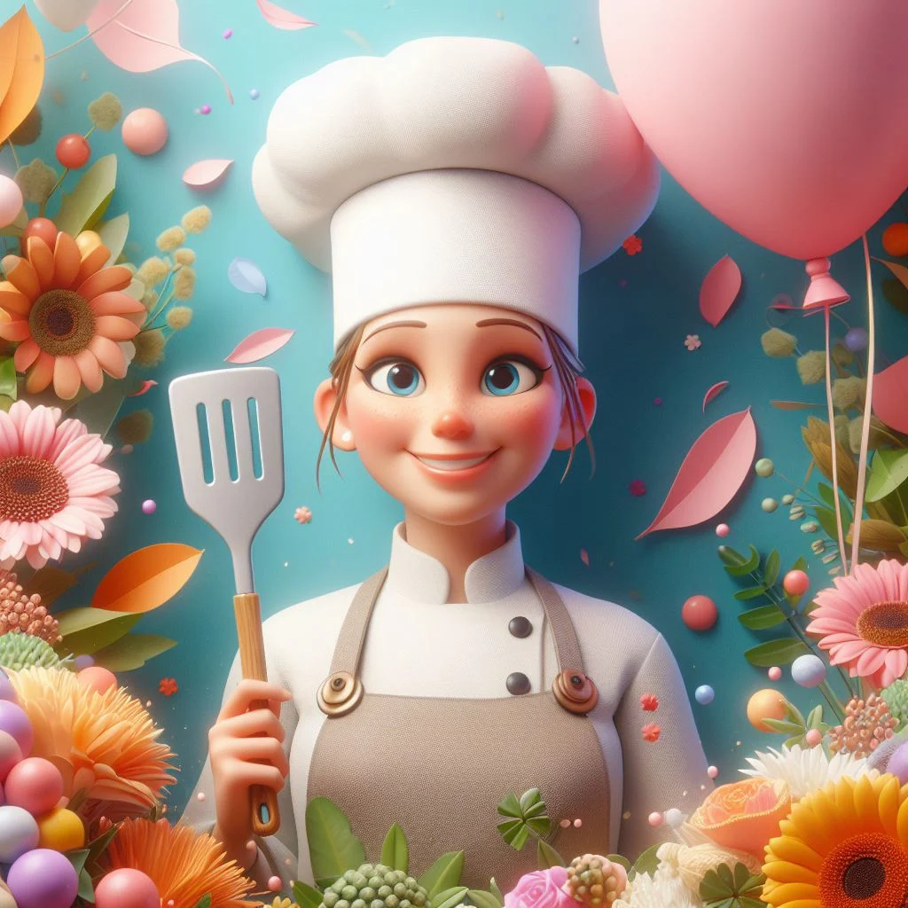 mujer chef en caricatura