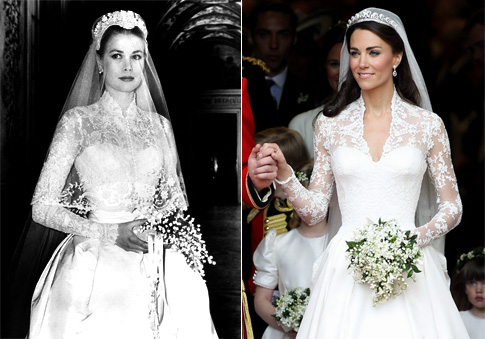Kate Middleton Wedding Dress Princess Grace Kelly Lace Royal Wedding Dress