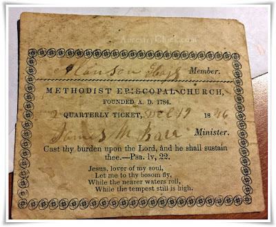 Alanson Hayes Church Ticket in Bible