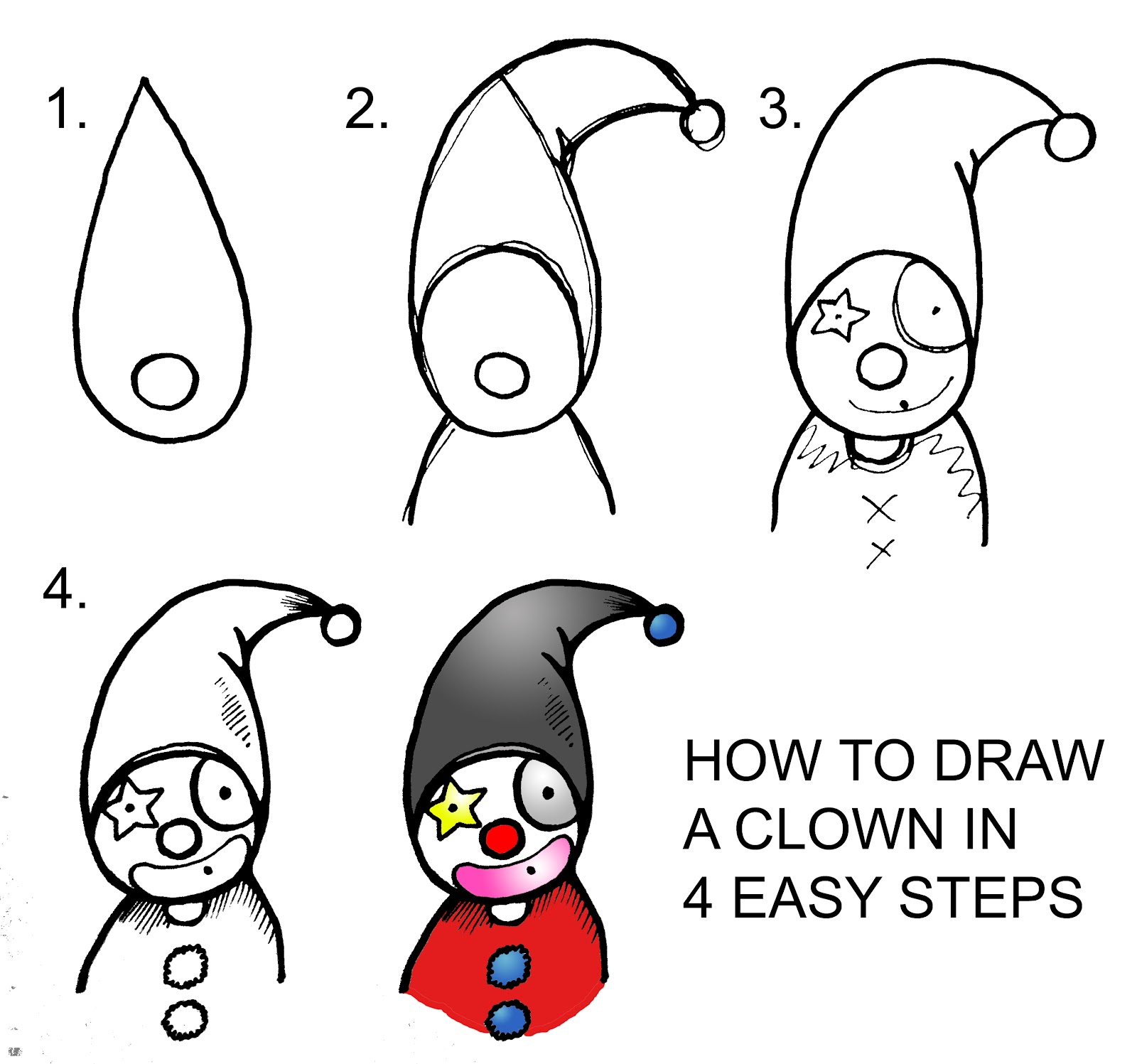 DARYL HOBSON ARTWORK: How To Draw A Clown step by step