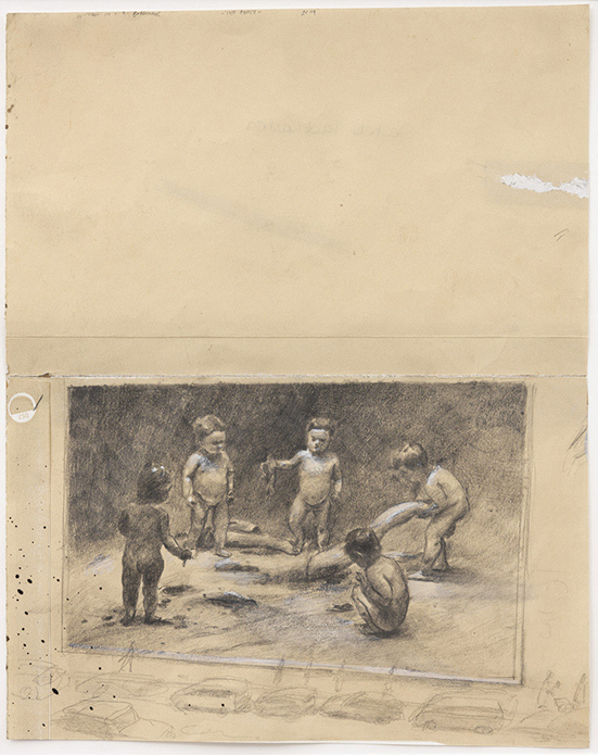 drawing Michaël Borremans The Feast, 2019 pencil and white ink on paper 26,7 x 21,2 cm