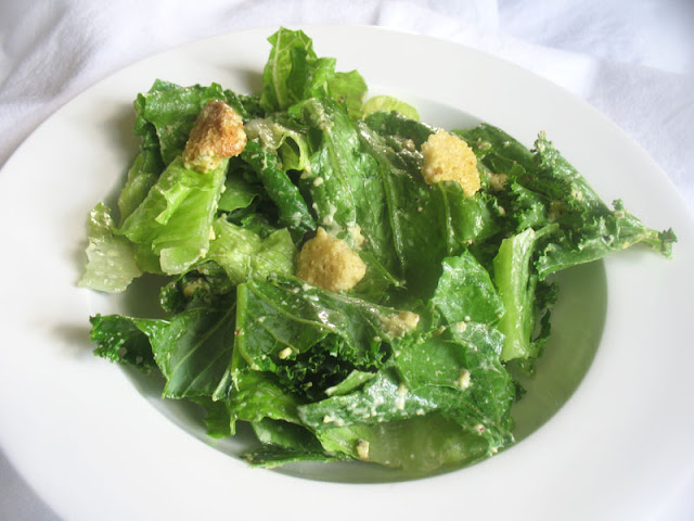 vegan caesar salad with cashew mayo