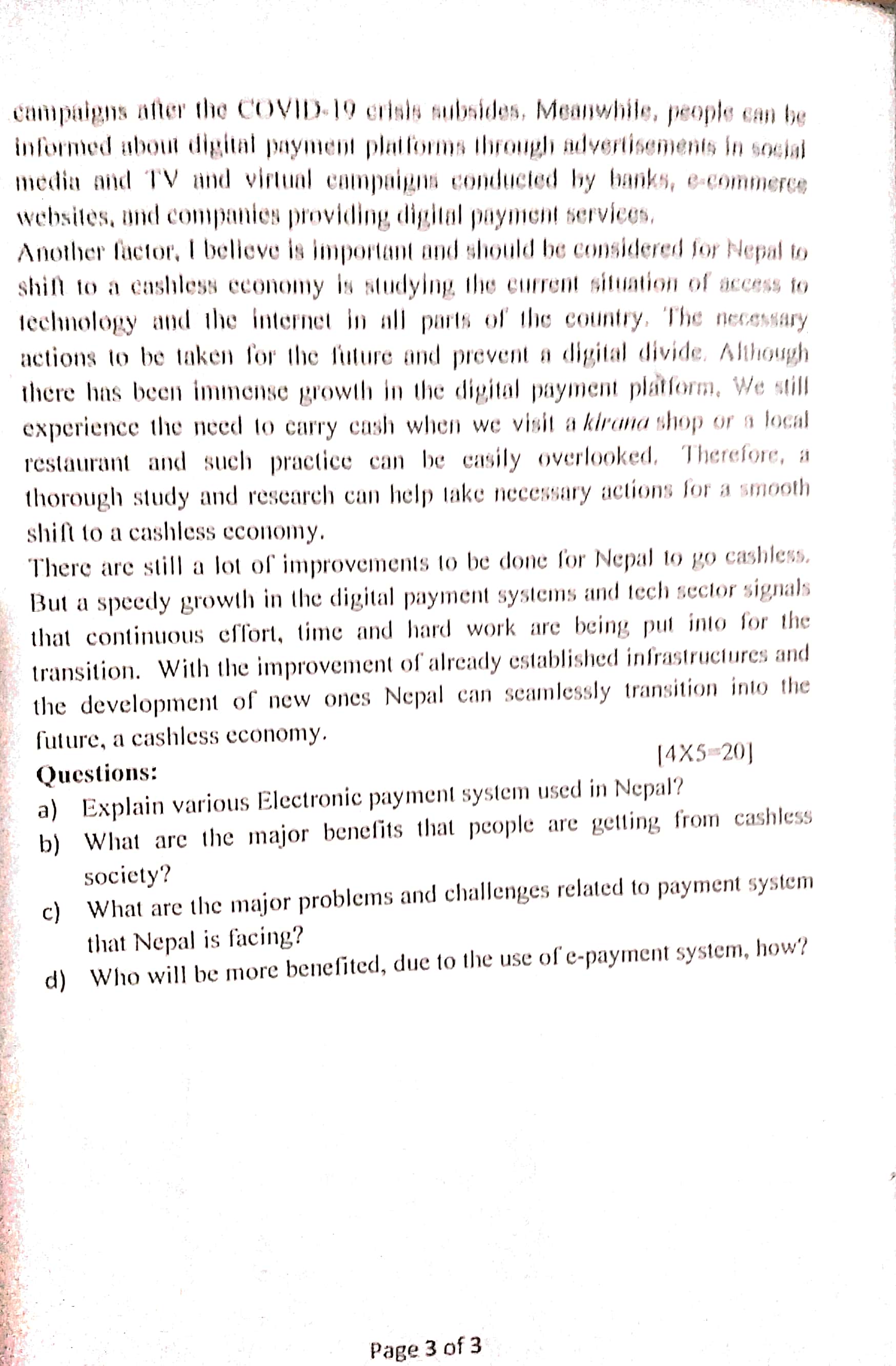Essentials of e-Business 2022 Fall Question Paper | BBA/BBA-BI | Pokhara University (PU) | Bachelor Level