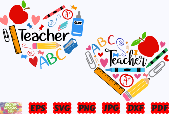 Free Teacher Heart SVG Cut Files