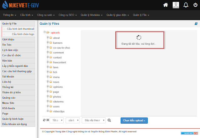 Khắc phục tình trạng không tải được phần quản lý file trên NukeViet