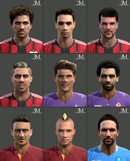 Faces: Cerci, De Sciglio, Destro, Gomez, Higuain, Menez, Nainggolan, Salah, Totti, Pes 2013