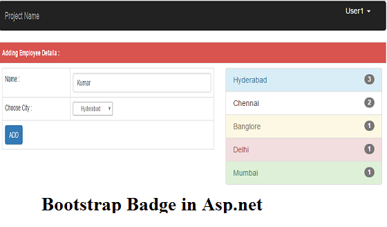 Utilizing Bootstrap Badges in ASP.NET to Display Employee Data by City