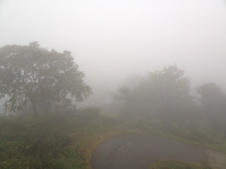 霧が凄いペンションからの写真
