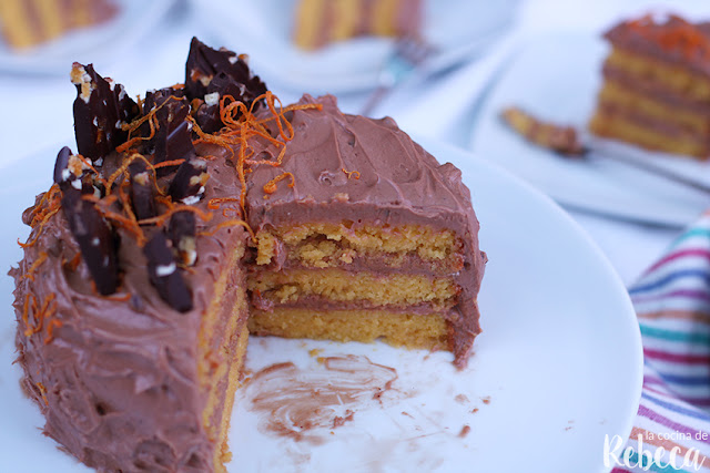 Tarta de naranja y chocolate