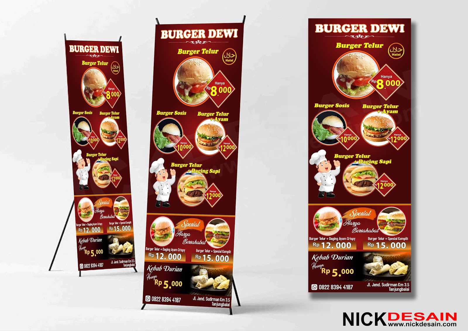  Contoh  Desain  Standing Banner dan Branding Booth Burger  