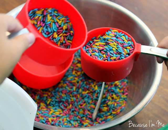 Because I'm Me colored rice, great for tactile and creative play