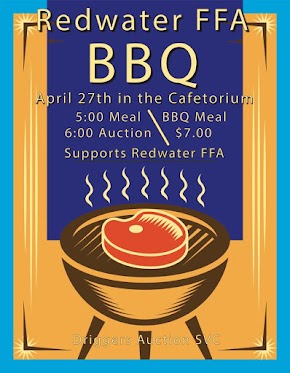 The Redwater FFA wants you to come to their delicious BBQ and Auction on April 27