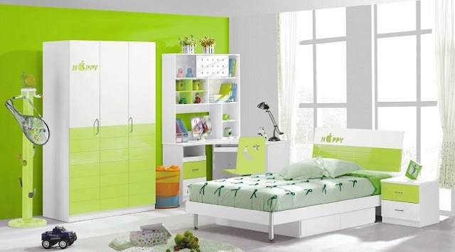interior kamar tidur minimalis hijau 2016