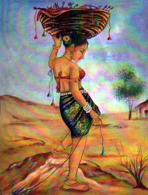 Indian Art Paintings: Rajasthani Village Girl