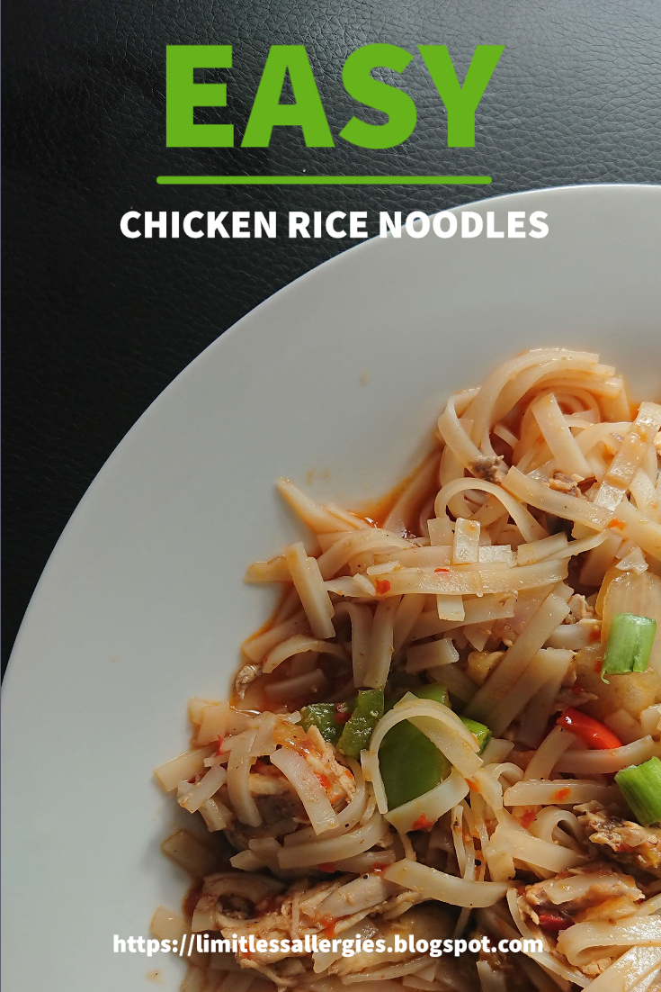 pinning image for allergy friendly Chicken Rice Noodles