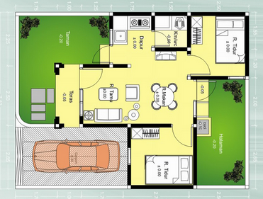 Gambar Denah Rumah Minimalis Type 36 Modern 