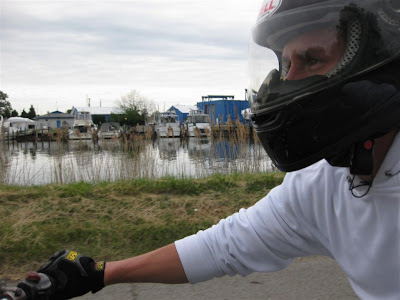 motorcycle ride, may, boat docks, shoreline, michigan