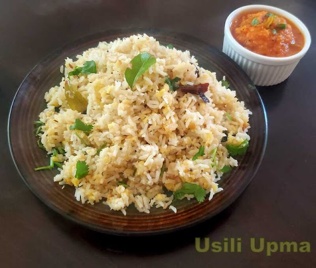 images of Usili Upma Recipe / Usili Uppuma Recipe / Arisi Parupusili Upma / Upma With Rice and Moongh Dal - Easy Upma Recipe