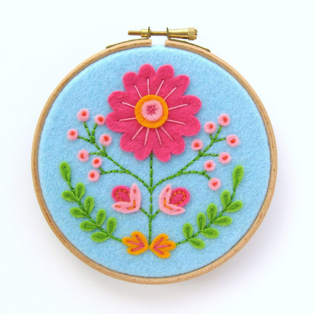 Folk Floral Hoop Art Tutorial PDF Sewing Pattern by Laura Lupin Howard