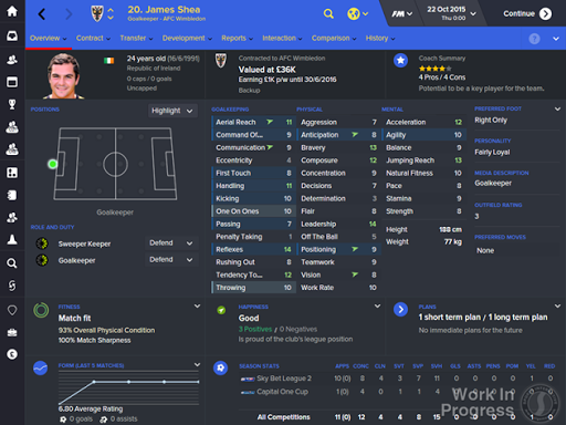 Player Overview Screen