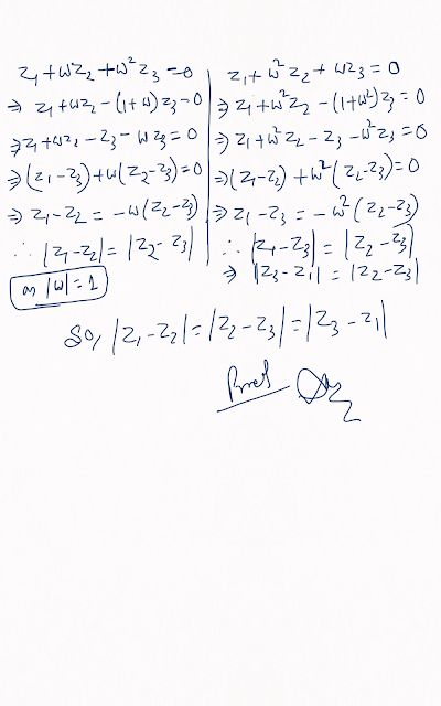 If z1²+z2²+z3²-z1z2-z2z3-z3z1=0 then show that |z1-z2|=|z2-z3|=|z3-z1|   | Class 11 Complex Number