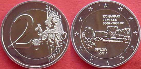 Malta 2 euro 2019 Hagar Qim temples