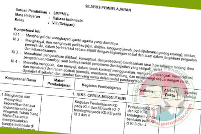 Silabus Bahasa Indonesia SMP Kelas 8 Kurikulum 2013 Revisi