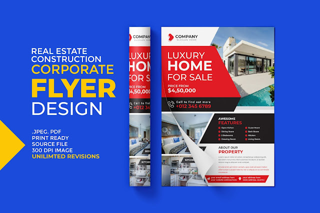 Modern real estate home for sale flyer design