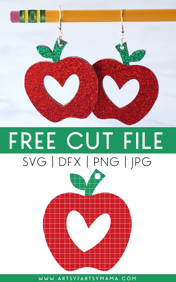 DIY Teacher Apple Earrings with 12 Free Earring Cut Files