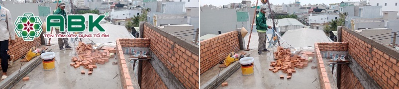 Thi công xây tường sàn mái - Thi công tô tường sàn mái - Thi công xây ngăn phòng