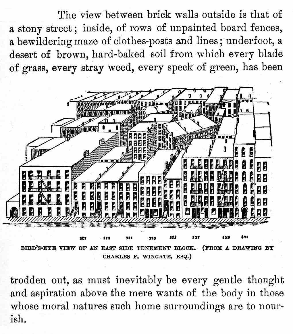old New York tenement slums illustration