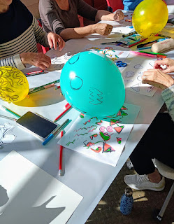 Atelier monotypes ballons sous verrière Musée Georges Sonneville Gradignan
